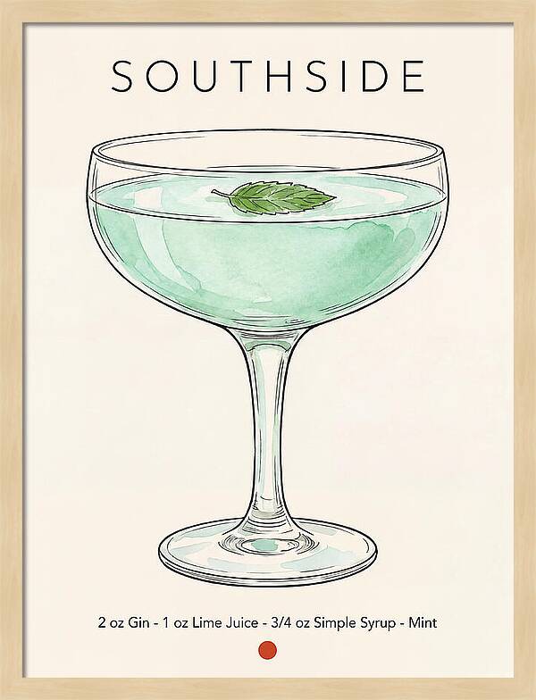 Southside Minimal Ink And Watercolor Cocktail Recipe