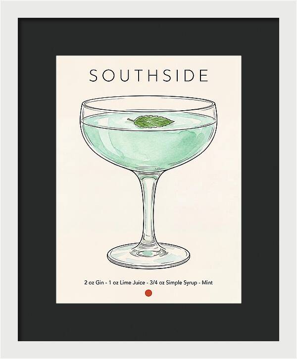 Southside Minimal Ink And Watercolor Cocktail Recipe