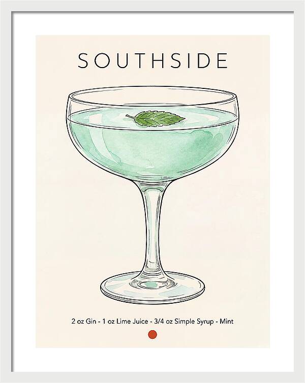 Southside Minimal Ink And Watercolor Cocktail Recipe