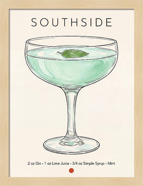 Southside Minimal Ink And Watercolor Cocktail Recipe