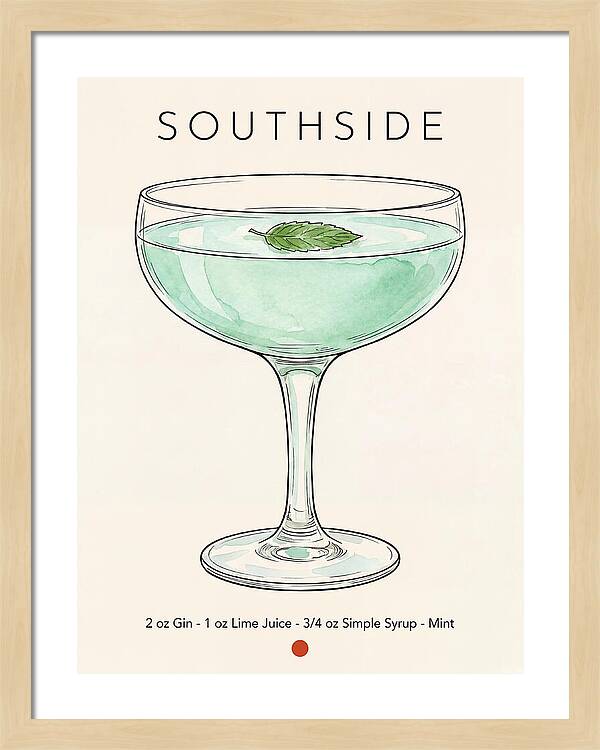 Southside Minimal Ink And Watercolor Cocktail Recipe