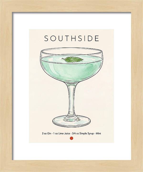 Southside Minimal Ink And Watercolor Cocktail Recipe