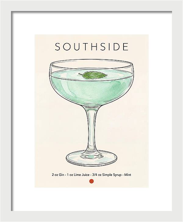 Southside Minimal Ink And Watercolor Cocktail Recipe
