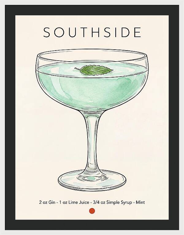 Southside Minimal Ink And Watercolor Cocktail Recipe