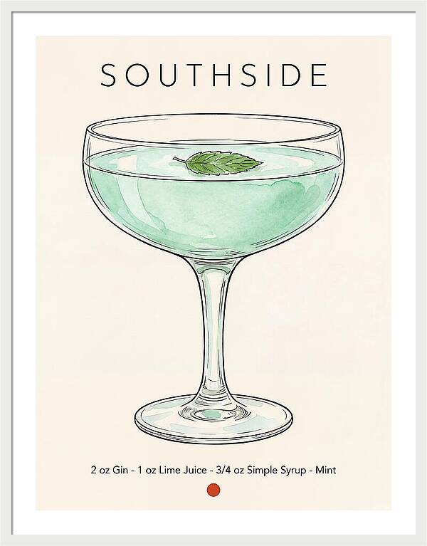 Southside Minimal Ink And Watercolor Cocktail Recipe