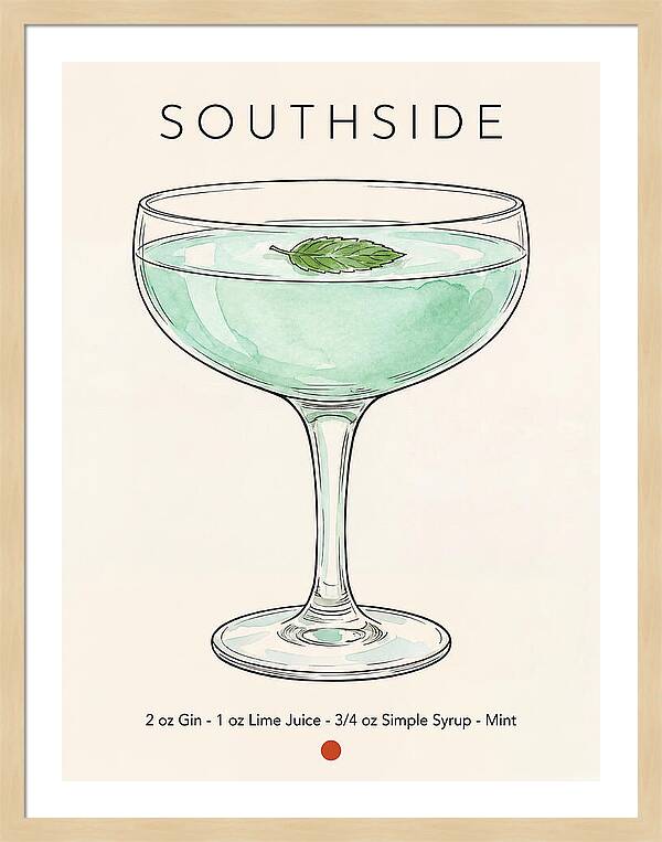 Southside Minimal Ink And Watercolor Cocktail Recipe