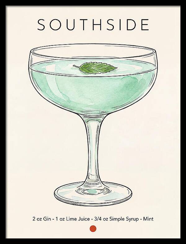 Southside Minimal Ink And Watercolor Cocktail Recipe