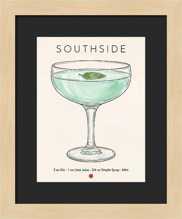 Southside Minimal Ink And Watercolor Cocktail Recipe
