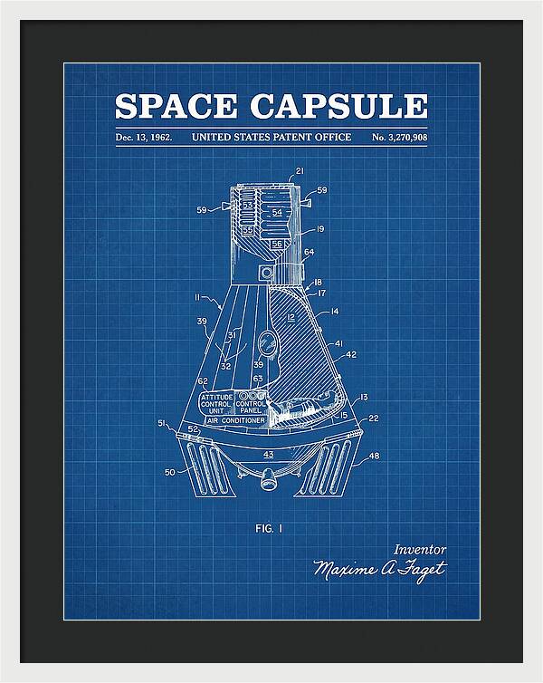 Space Capsule Mercury Blueprint Patent Us3270908
