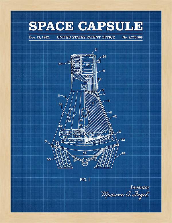 Space Capsule Mercury Blueprint Patent Us3270908