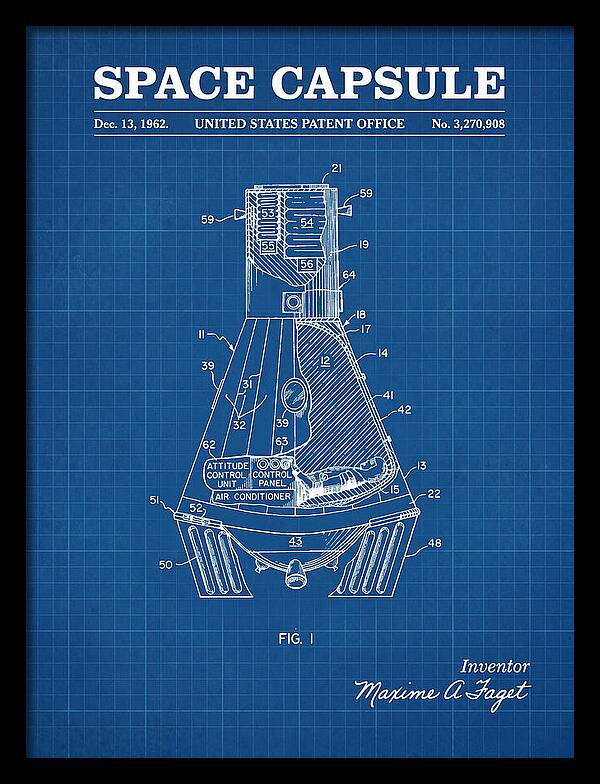 Space Capsule Mercury Blueprint Patent Us3270908