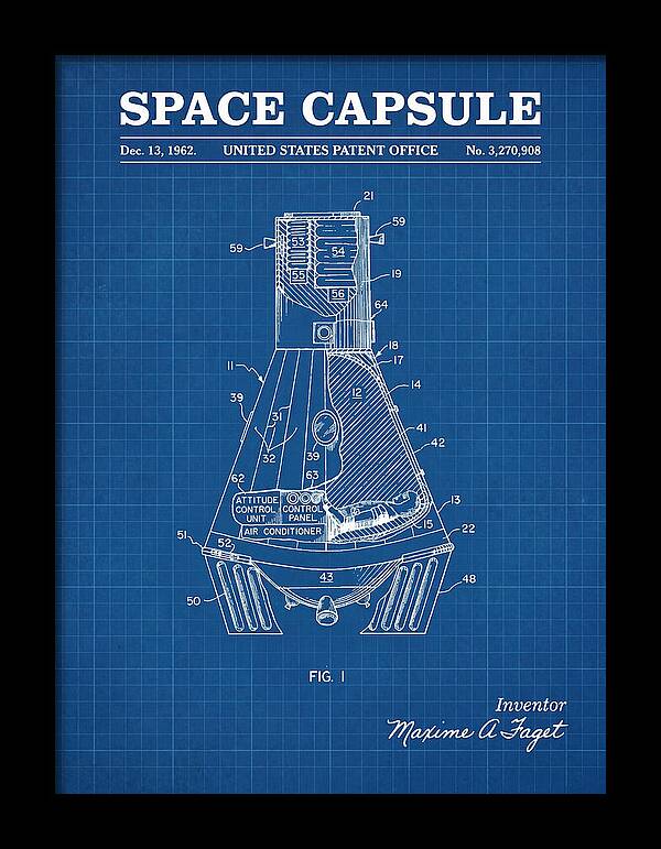 Space Capsule Mercury Blueprint Patent Us3270908
