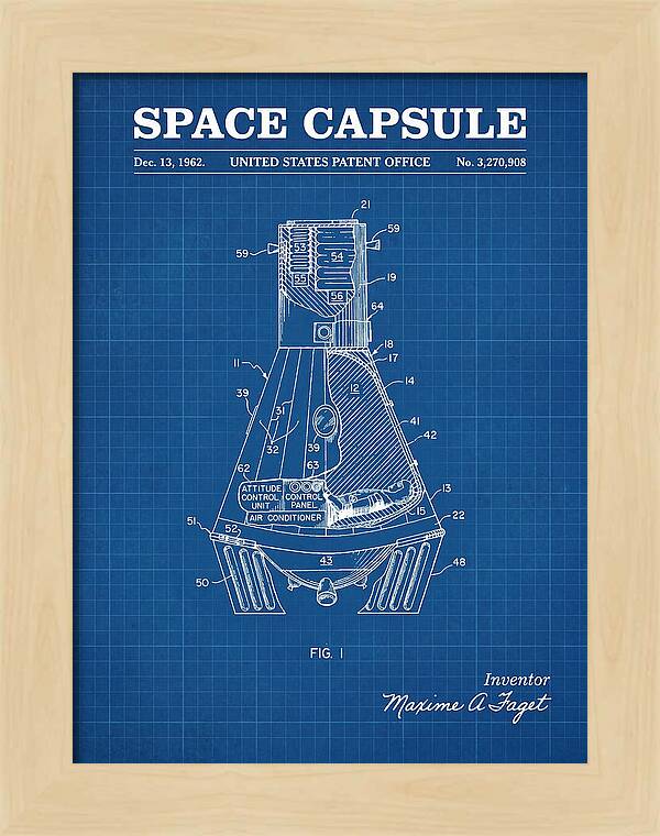 Space Capsule Mercury Blueprint Patent Us3270908