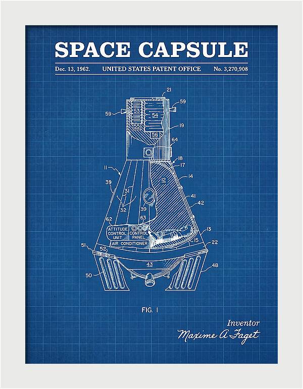 Space Capsule Mercury Blueprint Patent Us3270908