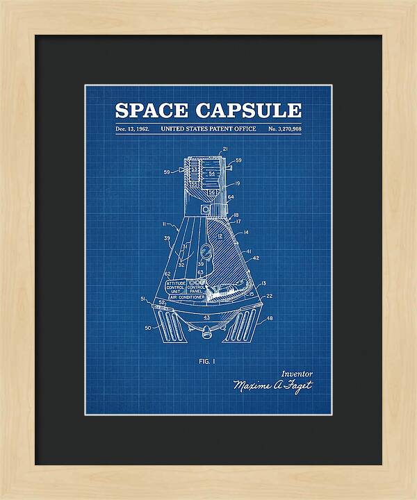 Space Capsule Mercury Blueprint Patent Us3270908