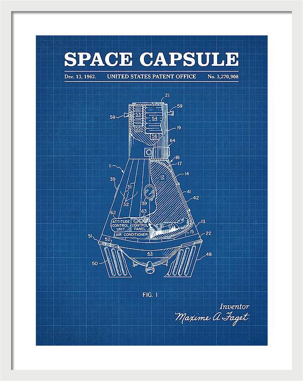 Space Capsule Mercury Blueprint Patent Us3270908