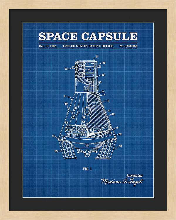 Space Capsule Mercury Blueprint Patent Us3270908
