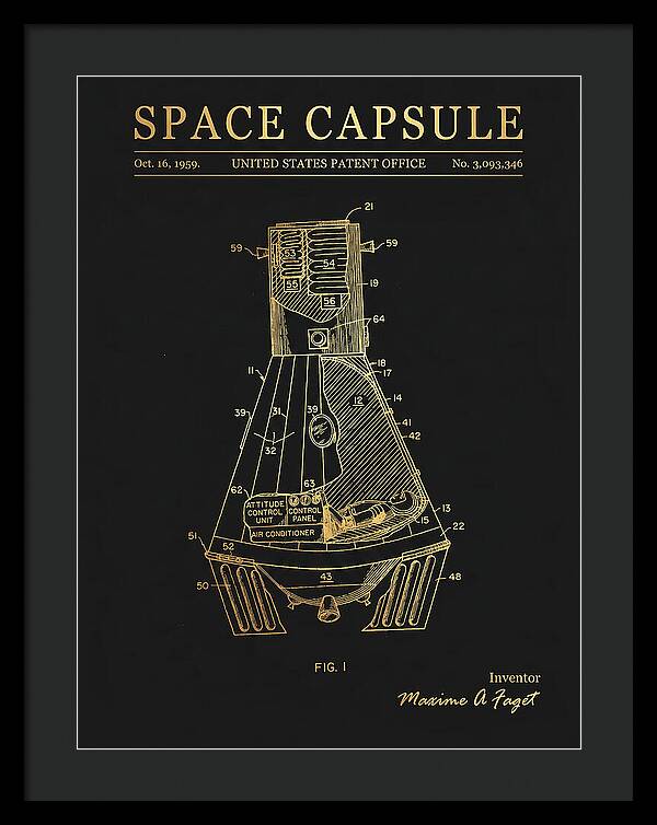 Space Capsule Mercury Gold Patent Us3093346