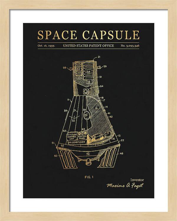 Space Capsule Mercury Gold Patent Us3093346