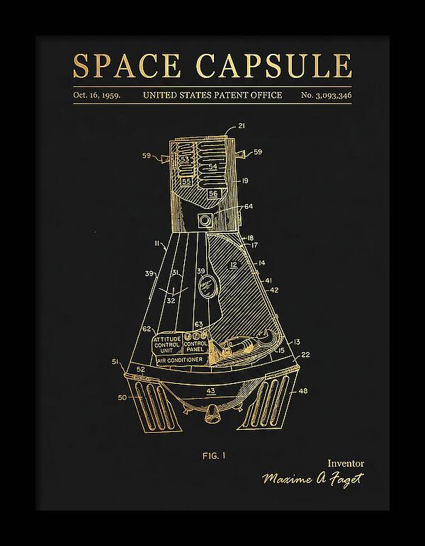 Space Capsule Mercury Gold Patent Us3093346