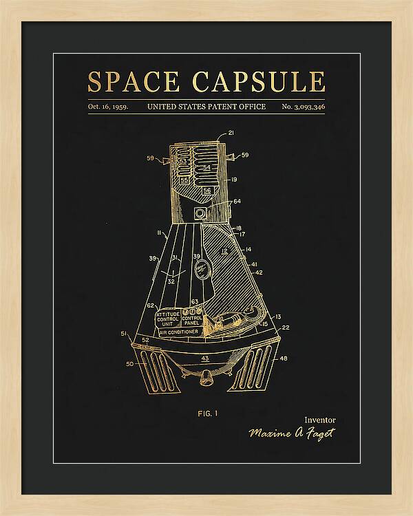 Space Capsule Mercury Gold Patent Us3093346
