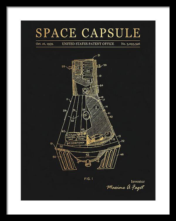 Space Capsule Mercury Gold Patent Us3093346
