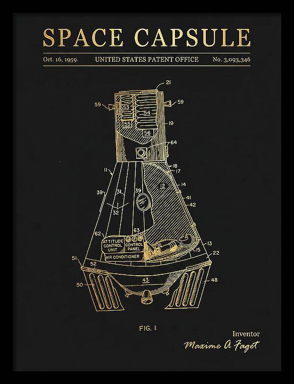 Space Capsule Mercury Gold Patent Us3093346