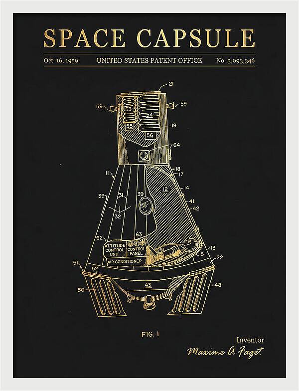 Space Capsule Mercury Gold Patent Us3093346