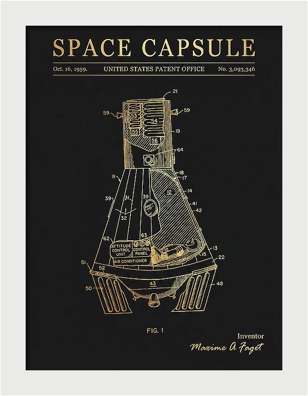 Space Capsule Mercury Gold Patent Us3093346