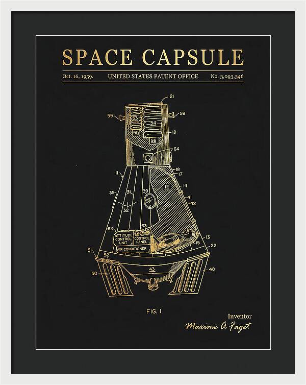 Space Capsule Mercury Gold Patent Us3093346