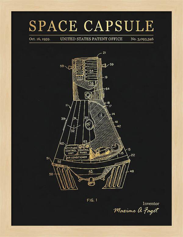 Space Capsule Mercury Gold Patent Us3093346