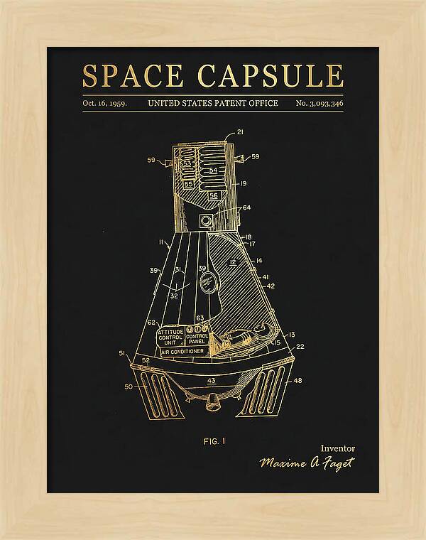 Space Capsule Mercury Gold Patent Us3093346