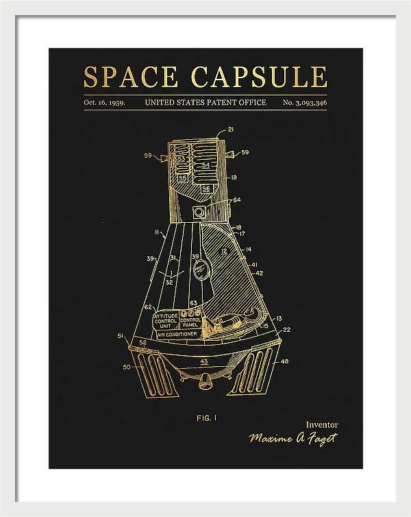 Space Capsule Mercury Gold Patent Us3093346