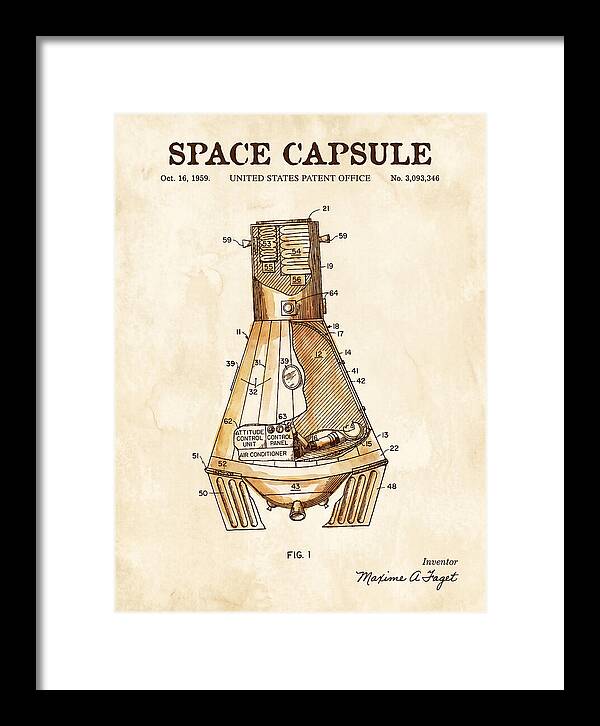 Space Capsule Mercury Watercolor Patent Us3093346