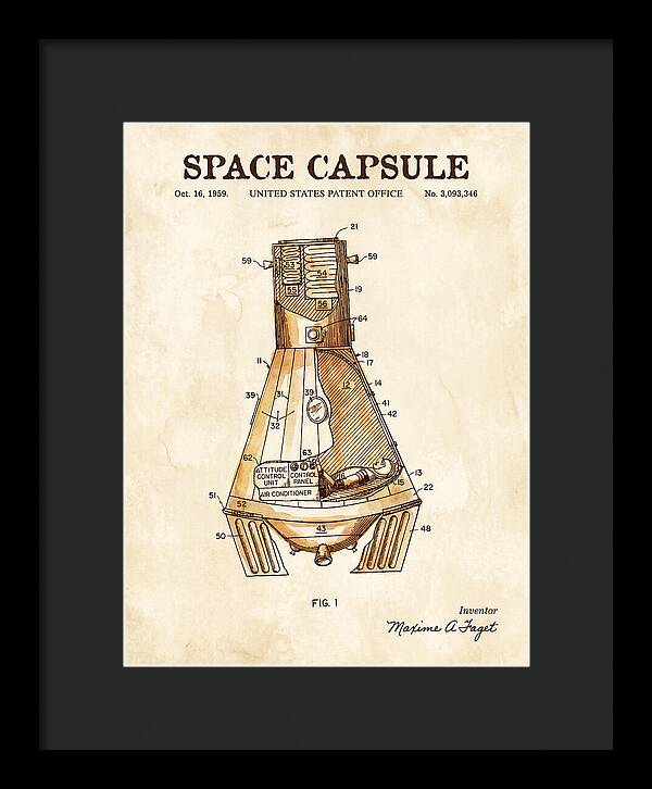 Space Capsule Mercury Watercolor Patent Us3093346