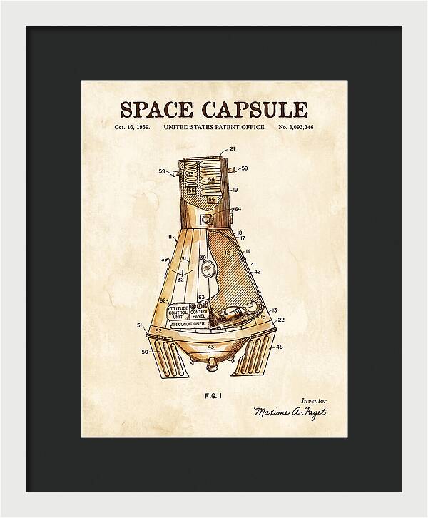 Space Capsule Mercury Watercolor Patent Us3093346