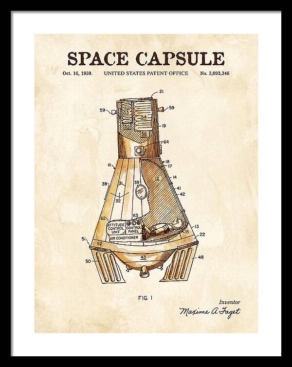 Space Capsule Mercury Watercolor Patent Us3093346