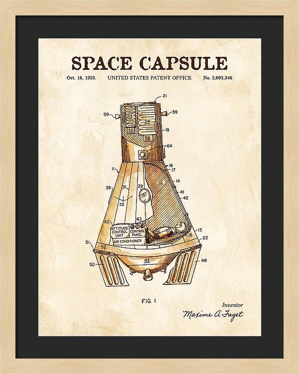 Space Capsule Mercury Watercolor Patent Us3093346