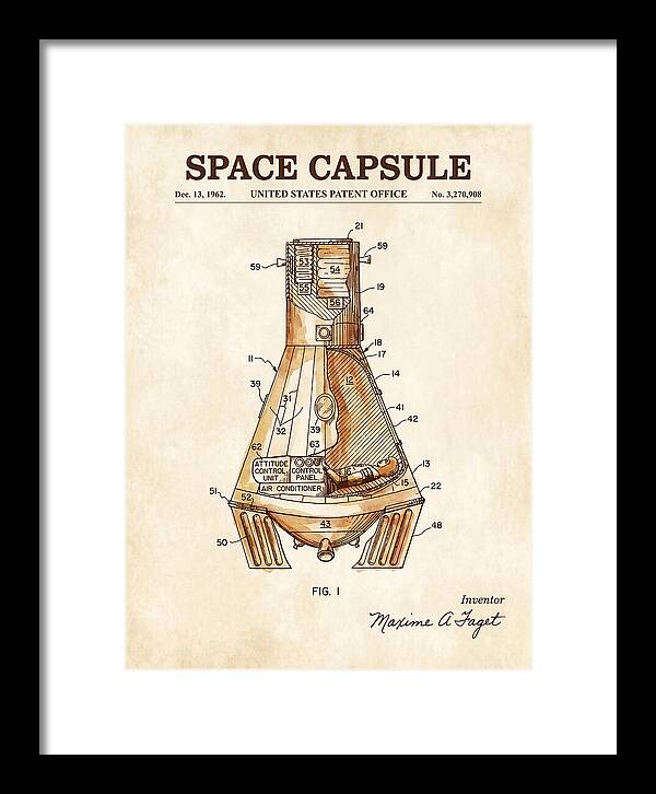 Space Capsule Mercury Watercolor Patent Us3270908