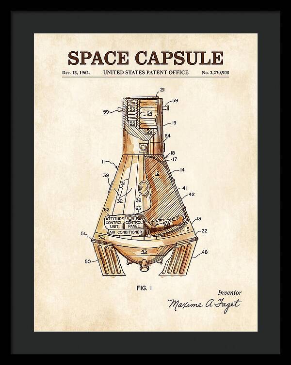 Space Capsule Mercury Watercolor Patent Us3270908