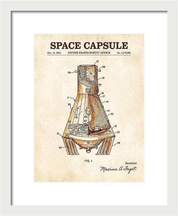 Space Capsule Mercury Watercolor Patent Us3270908