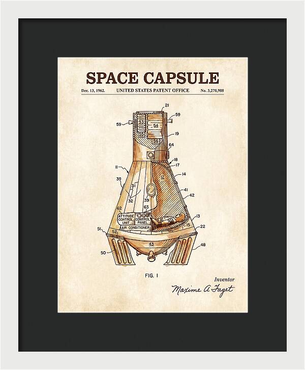 Space Capsule Mercury Watercolor Patent Us3270908