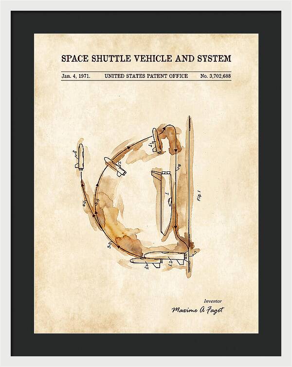 Space Shuttle Vehicle And System Faget Watercolor Patent Us3702688