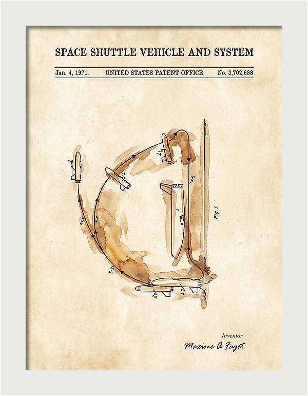 Space Shuttle Vehicle And System Faget Watercolor Patent Us3702688