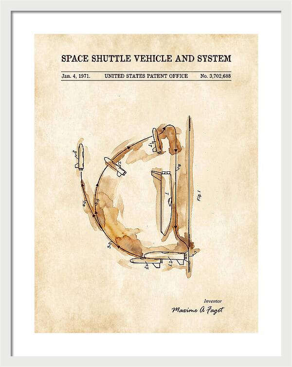 Space Shuttle Vehicle And System Faget Watercolor Patent Us3702688