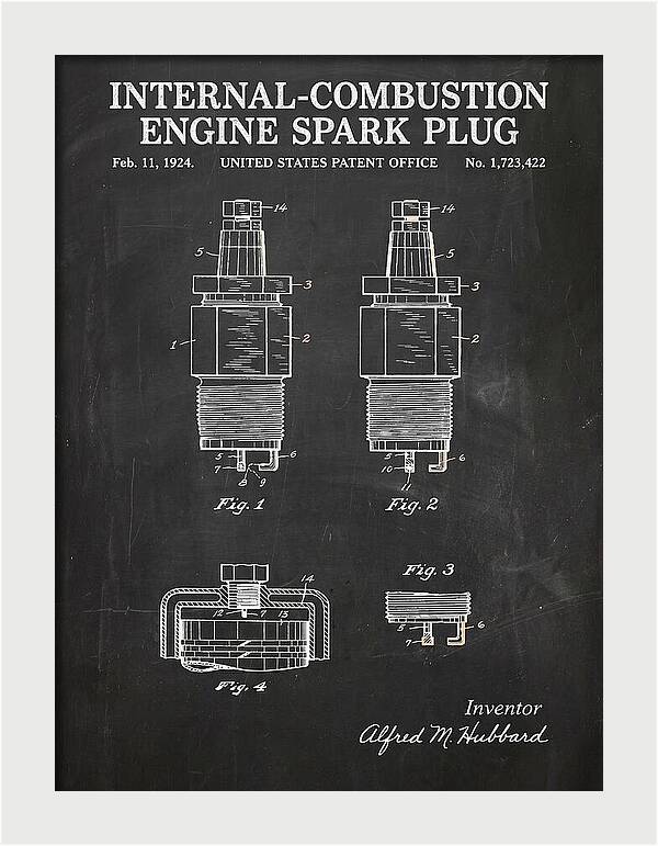 Spark Plug Chalkboard Patent Us1723422a