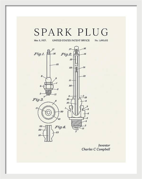 Spark Plug Minimalist Patent Us1695632a