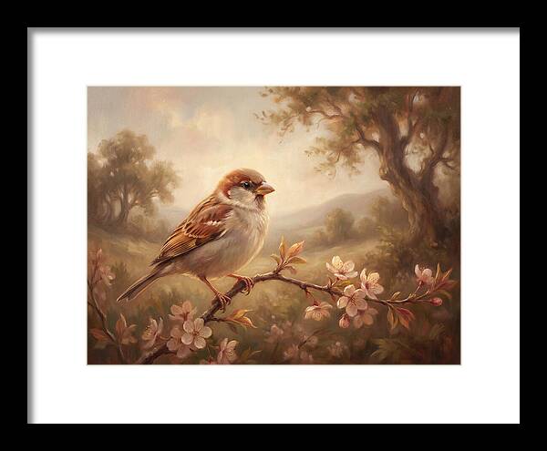 Sparrow Among Blossoms