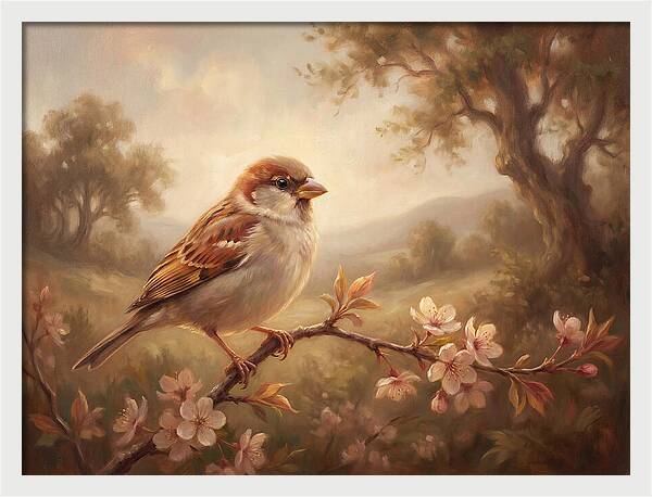 Sparrow Among Blossoms
