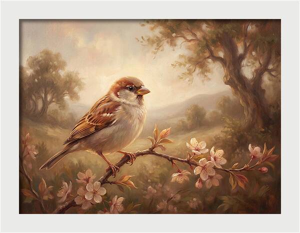 Sparrow Among Blossoms